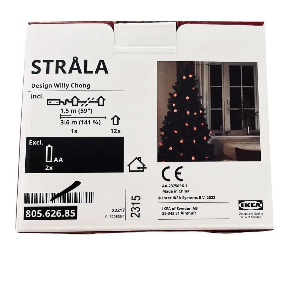 IKEA STRALA STRÅLA  Red Shining Houses String Lights 12 Lights (Set of 2)